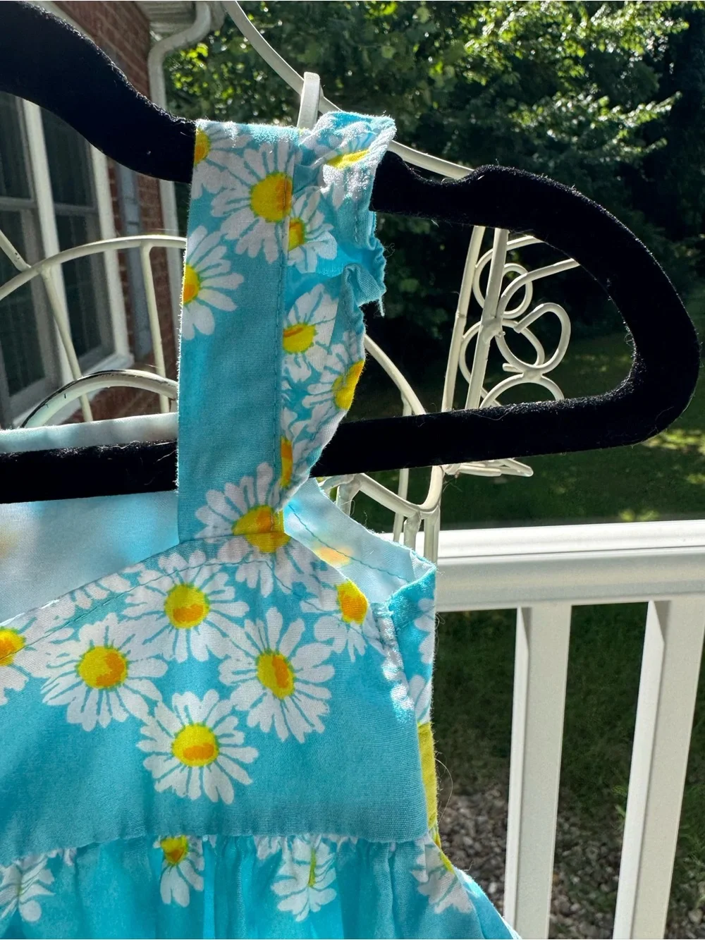 Nannette Baby Turquoise Daisy Sundress with Yellow Bow. Size 0-3 Mo.